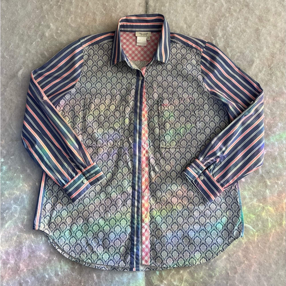 TRU LUXE  Jeans Long Sleeve Button Down Shirt (SKU511)